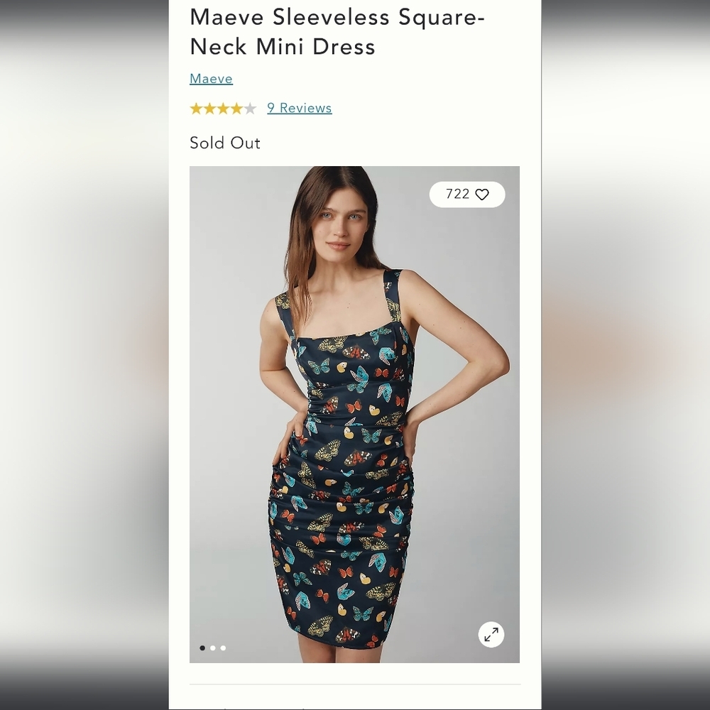 Maeve from Anthropolgie. Navy Dress with Butterfly Accents